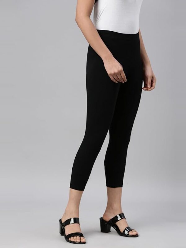 GO COLORS Women Soft Cotton Stretch Cropped Leggings