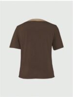 Women's Ribbed Button-Front Top, Short Sleeve, Classic Fit, Available in White, Navy, Brown,Black