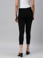 GO COLORS Women Soft Cotton Stretch Cropped Leggings