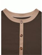 Women's Ribbed Button-Front Top, Short Sleeve, Classic Fit, Available in White, Navy, Brown,Black