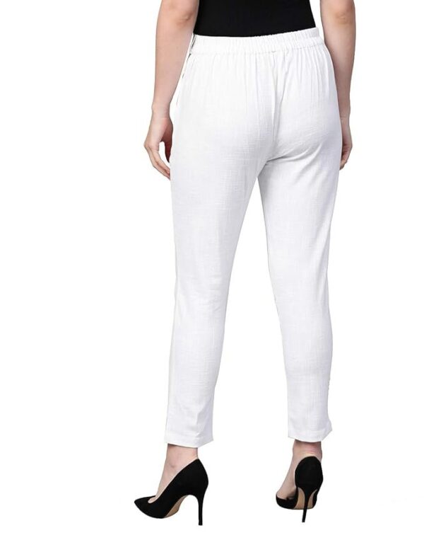 Yash Gallery Women's Regular Fit Mid Rise Solid Cotton Slub Ankle Length Regular Trouser Pant