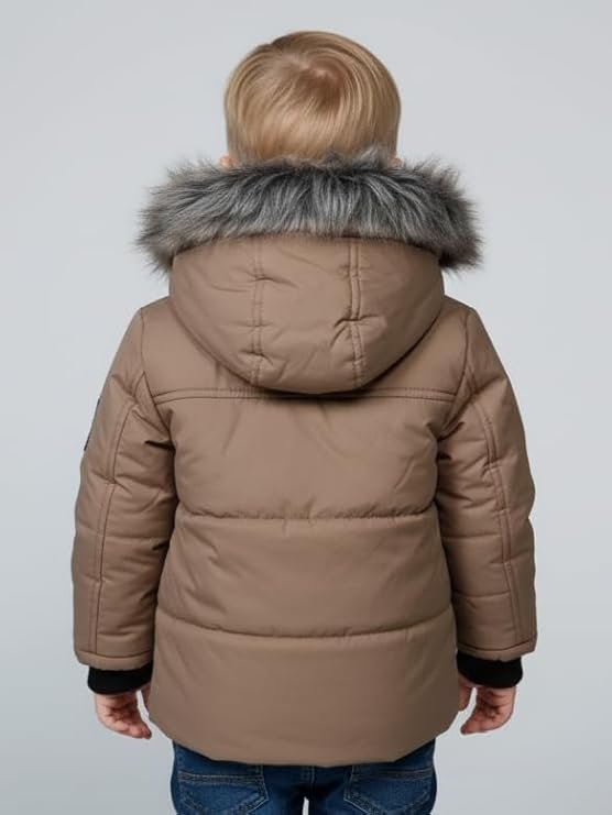 TUTE Stylish Infant Winter Jacket with Fur Hood & Sherpa Lining – Super Explorer Design