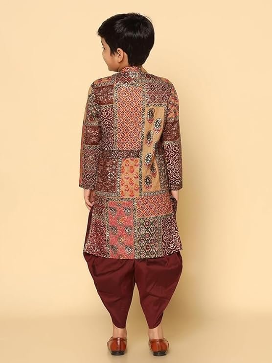 VASTRAMAY Boys Cotton Kurta Pyjama Set – Kantha Work Ethnic Wear for Janmashtami, Rakhi, Diwali & Festive Celebrations
