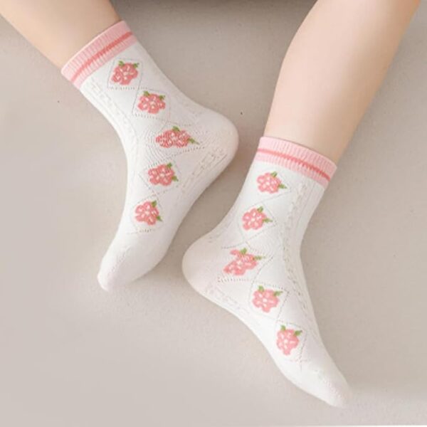 SYGA 5 Pairs Baby Girl Boy Socks, Toddlers Infant Cotton Warm Stretch Crew Socks with Flower Design, Suitable for Ages 2-5 Years old baby