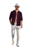 DEELMO Men's Casual Button Down Shirts Long Sleeve Linen Shirt Fashion Textured Beach Summer Shirt