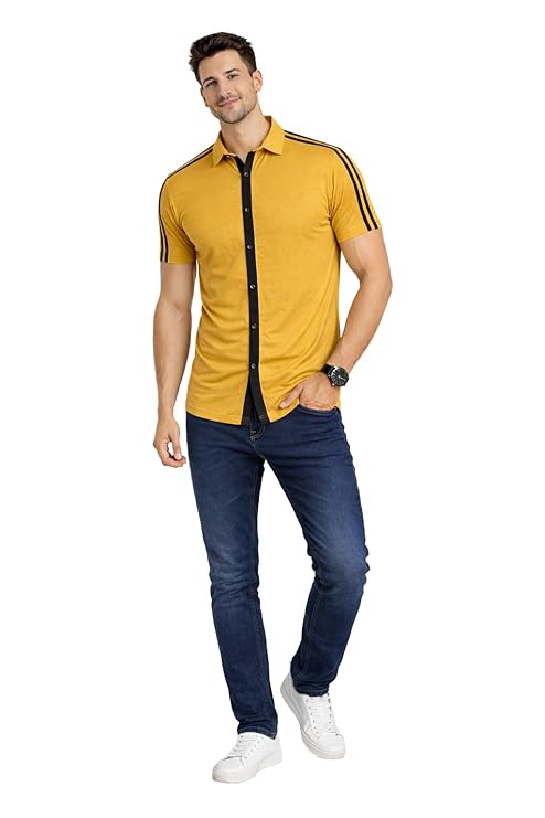 Men's Half Sleeve | Slim Fit Cotton Blend Button Shirt with Spread Collar – Casual & Office Wear Shirt