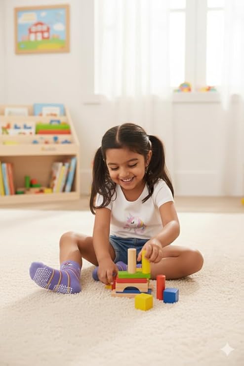 Khillayox Anti-Slip Cotton Ankle Socks for Baby & Kids - Perfect for Walking/Playing Set of 5