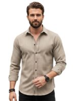 INKAST Men's Regular Fit Button Down Dress Shirts Textured Long Sleeve Casual Hawaiian Shirt