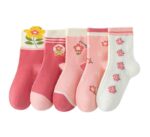 SYGA 5 Pairs Baby Girl Boy Socks, Toddlers Infant Cotton Warm Stretch Crew Socks with Flower Design, Suitable for Ages 2-5 Years old baby