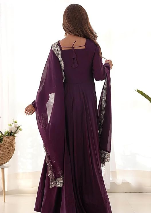 Women's Rayon Printed Anarkali Kurti with Palazzos/pant and Dupatta Set