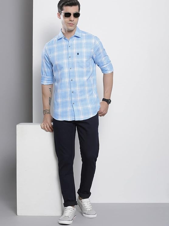 The Indian Garage Co Men Regular Fit Checkered Full Sleeves Cutaway Collar Casual Shirt