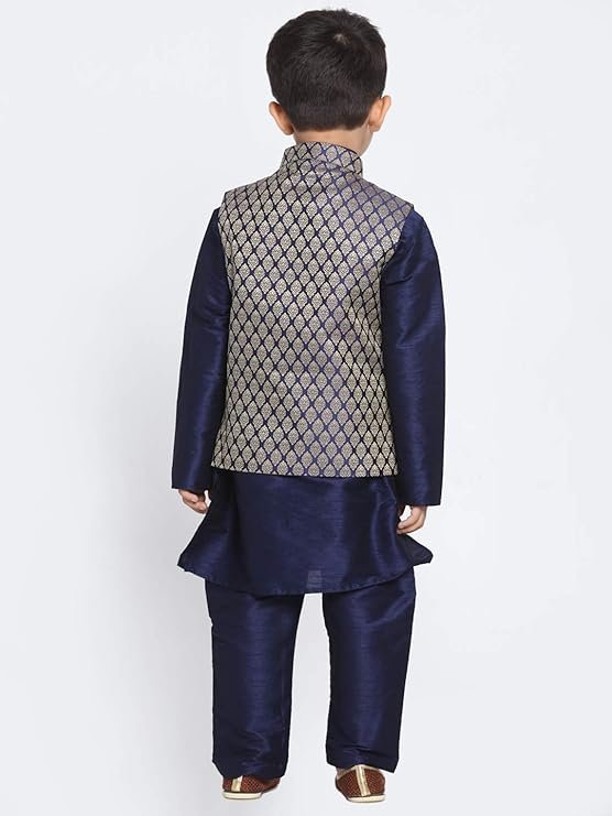 JBN Creation Boys Silk Blend Kurta Pyjama Jacket Set - Elegance for Festivals