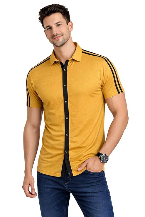 Men's Half Sleeve | Slim Fit Cotton Blend Button Shirt with Spread Collar – Casual & Office Wear Shirt