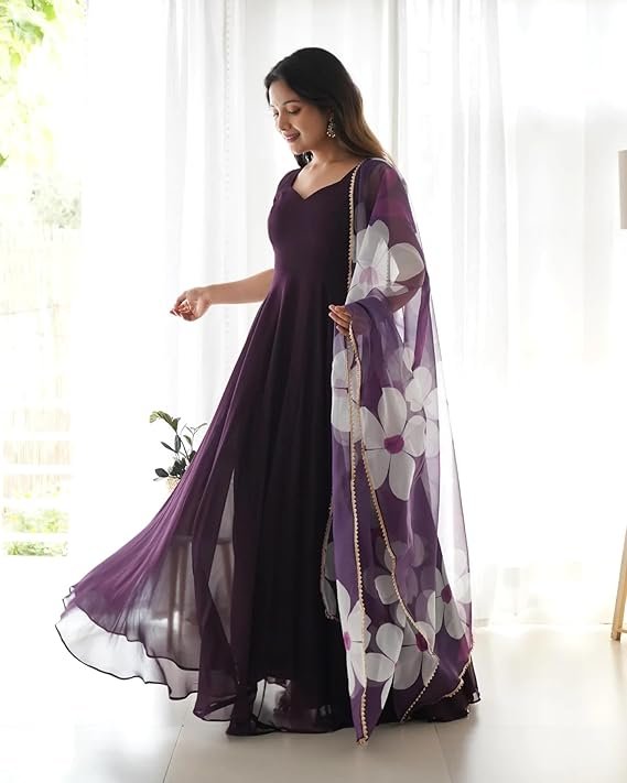 Fashion Basket Women's Georgette Anarkali Dress