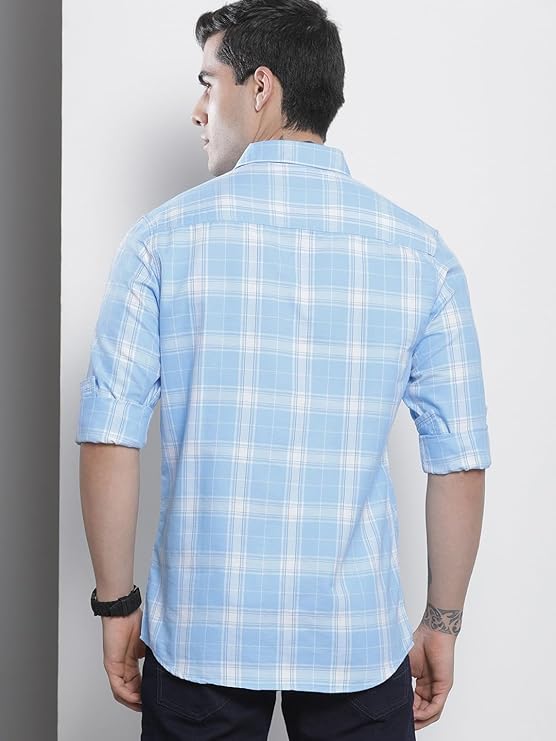 The Indian Garage Co Men Regular Fit Checkered Full Sleeves Cutaway Collar Casual Shirt