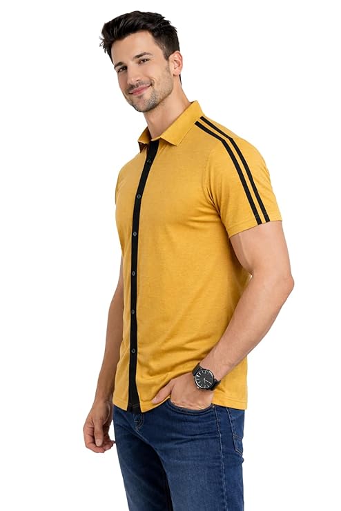 Men's Half Sleeve | Slim Fit Cotton Blend Button Shirt with Spread Collar – Casual & Office Wear Shirt
