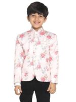 JBN Creation Boys' Gold Silk Blend Nehru Jacket