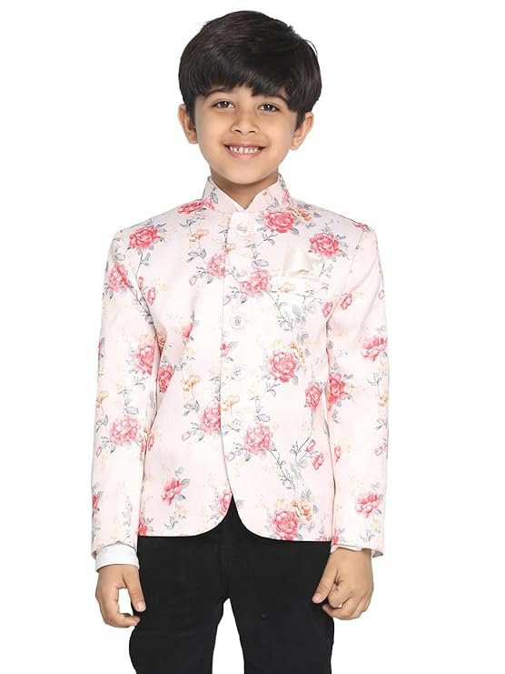 JBN Creation Boys' Gold Silk Blend Nehru Jacket