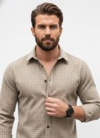 INKAST Men's Regular Fit Button Down Dress Shirts Textured Long Sleeve Casual Hawaiian Shirt