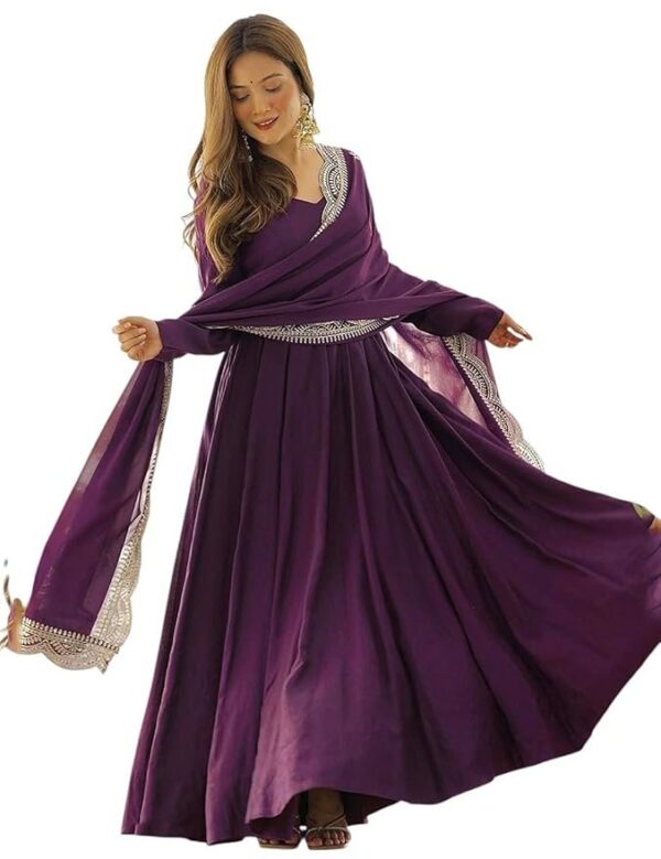 Women's Rayon Printed Anarkali Kurti with Palazzos/pant and Dupatta Set