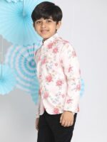 JBN Creation Boys' Gold Silk Blend Nehru Jacket