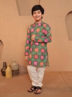 AJ DEZINES Kids Cotton Full Sleeve Printed Kurta Pajama Set for Boys - Ethnic wear