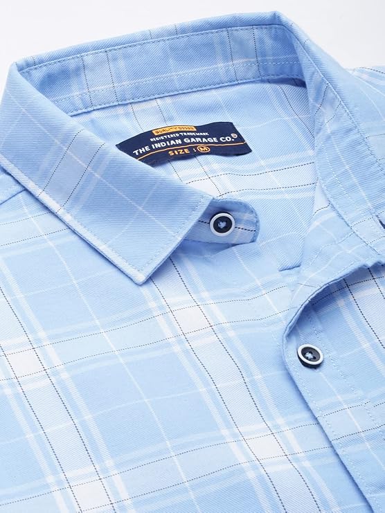 The Indian Garage Co Men Regular Fit Checkered Full Sleeves Cutaway Collar Casual Shirt