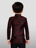 JBN Creation Boys' Full Sleeve Silk Blend Kurta Pyjama Set with Mandarin Collar, Featuring Ethnic Motifs, Self-Design, and Embellishments - Perfect for Festivals and Special Occasions