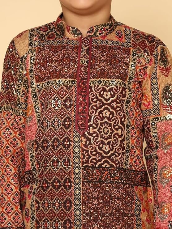 VASTRAMAY Boys Cotton Kurta Pyjama Set – Kantha Work Ethnic Wear for Janmashtami, Rakhi, Diwali & Festive Celebrations