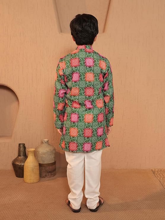 AJ DEZINES Kids Cotton Full Sleeve Printed Kurta Pajama Set for Boys - Ethnic wear