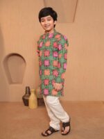 AJ DEZINES Kids Cotton Full Sleeve Printed Kurta Pajama Set for Boys - Ethnic wear