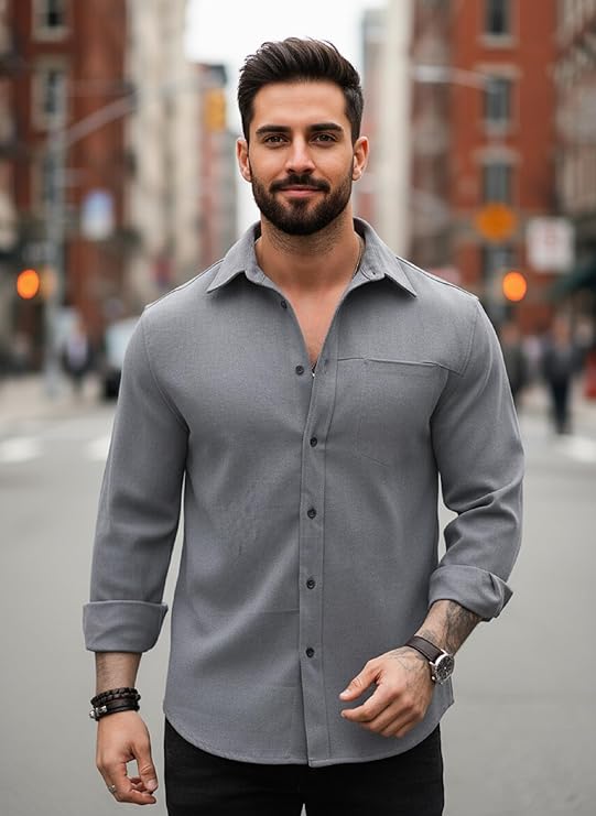 Lymio Men Shirt || Solid Shirt for Man || Full Sleeve || Casual Style (Packs Also Available) (Utility)
