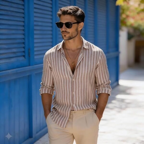 Lymio Men Shirt || Casual Style Striped Full Sleeve Shirt for Man (Available Also Packs) (Crazy-Full)