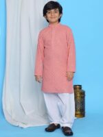 AJ DEZINES Boys Ethnic Kurta Pajama Set | Cotton Full Sleeve Chikankari Kurta with Sequins