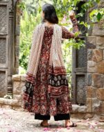 ANNI DESIGNER Women's Cotton Blend Anarkali Printed Kurta with Pant & Dupatta