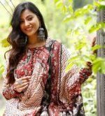 ANNI DESIGNER Women's Cotton Blend Anarkali Printed Kurta with Pant & Dupatta